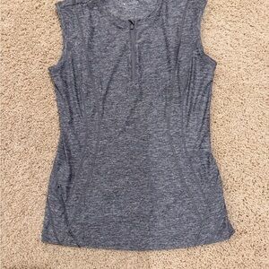 Athleta Heathered Dark Gray Sleeveless Zip-Front Tank